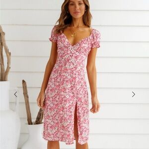 Hello Molly Pink Floral Midi Dress